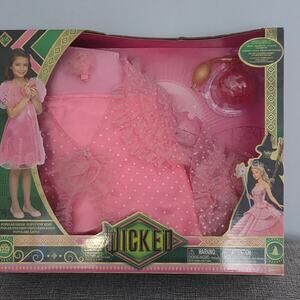 Wicked Glinda Popular Deluxe Costume Girls 4–6X NIB Dress Hairclip Perfume